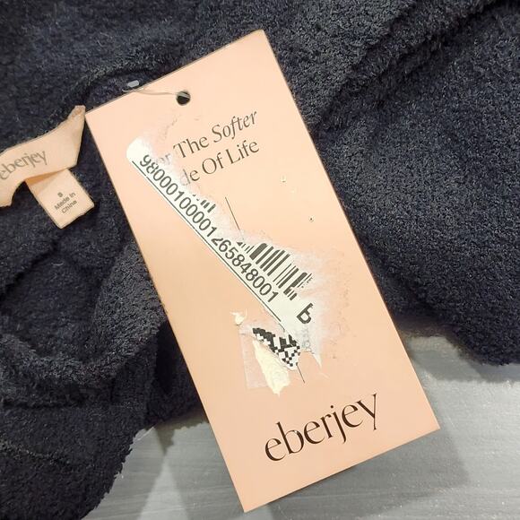 Eberjey Recycled Boucle Hoodie Black Size Small Oversized Could fit a Large - Picture 4 of 7